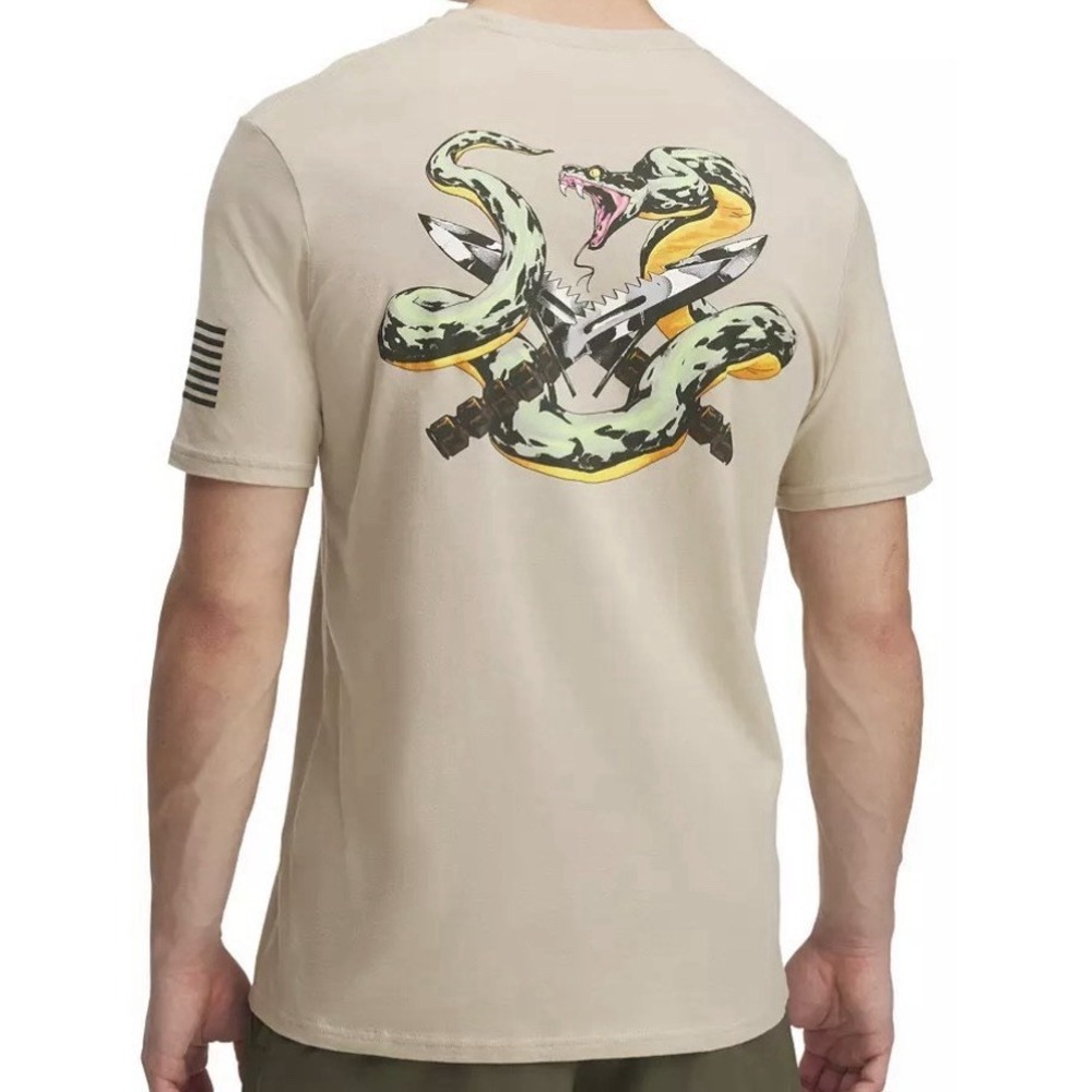 NEW‎ Under Armour Men's Freedom Snake Knife Cotton Desert Sand T-Shirt Medium